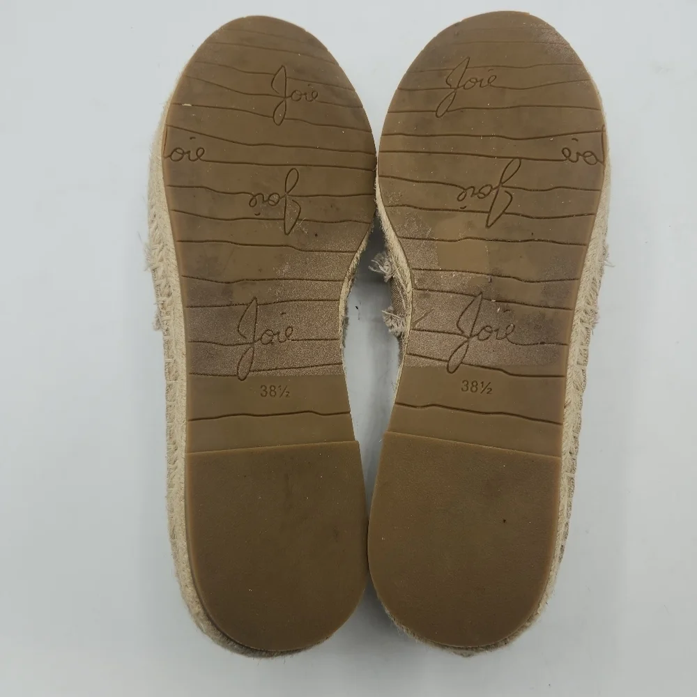 JOIE Vivienne Fringed Canvas Espadrilles Flats In Flax Size Eur 38.5 / US 8